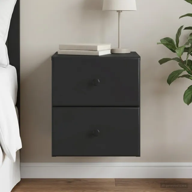 vidaXL Wandbeugel Bedkast Zwart 34,5 x 33 x 40 cm Bewerkt hout, foto 2