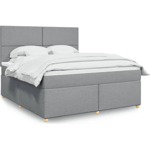 vidaXL Boxspring met matras stof lichtgrijs 180x200 cm grijs