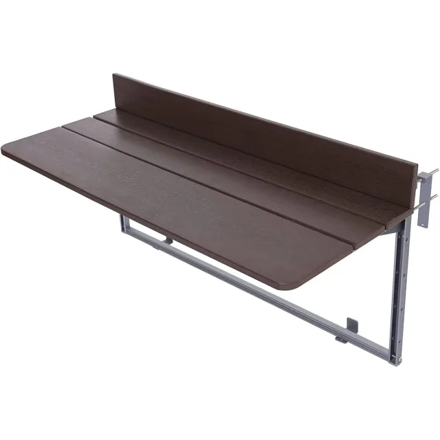 Lexium Store Lexium Balkontafel hangend - Balkontafel Inklapbaar – Hangtafel balkon – Hangend Balkonbar - Balkontafels Opklapbaar Hangtafel – Ophangbaar Voor aan het Balkon – Vouwtafel Wandtafel Inklapbare Tafel – Bijzettafel – Buiten Tafeltje Klaptafel Bruin