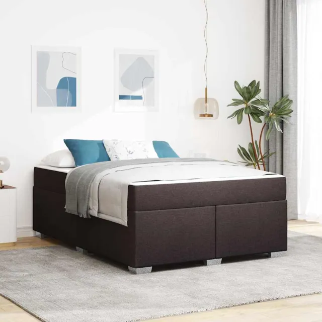 vidaXL Bedframe met matras Donkerbruin 140 x 200 cm Stof