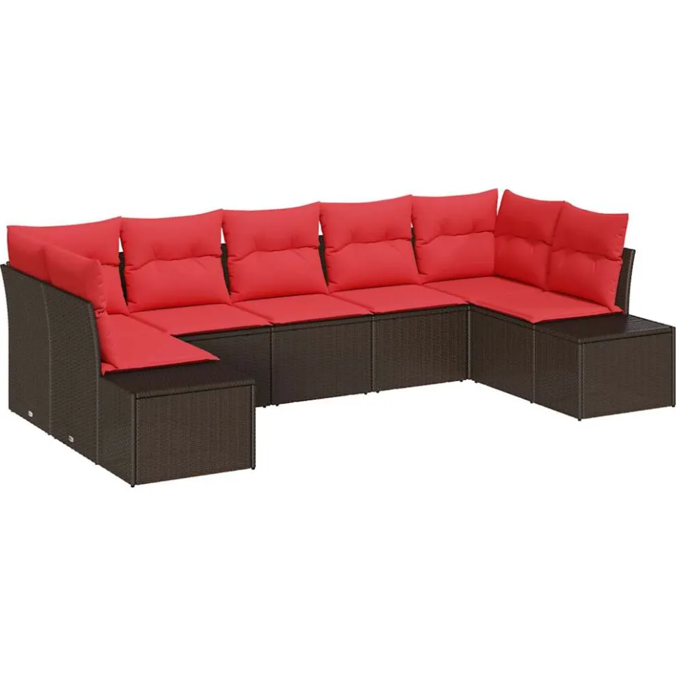 vidaXL Tuin Sofa Set 7 st Bruin poly rattan