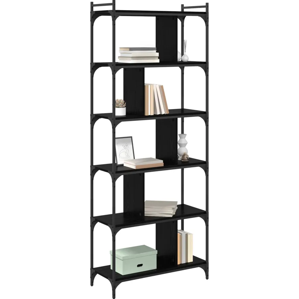 vidaXL Boekenkast 5-laags 76 x 32 x 192 cm Bewerkt hout Zwart eiken