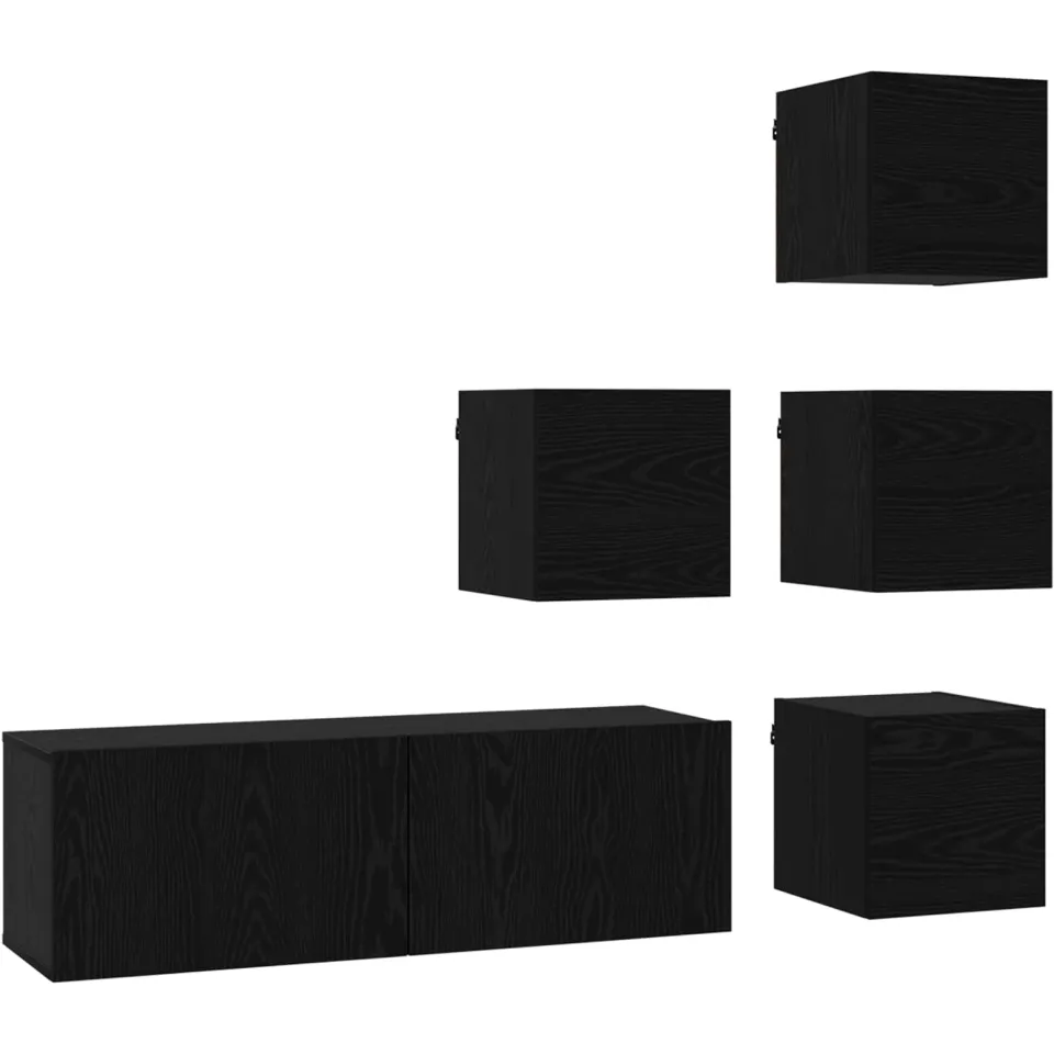 vidaXL Tv-meubelset 5 st Zwart eiken Bewerkt hout, foto 3