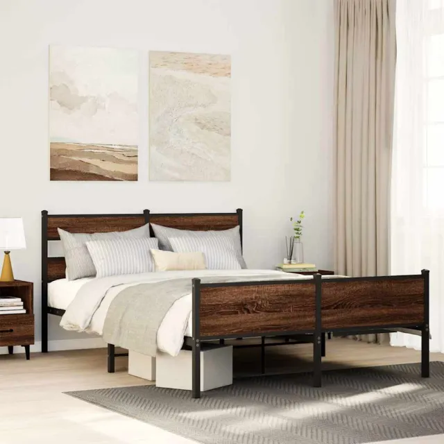 vidaXL Bedframe zonder matras metaal bruin eikenkleurig 160x200 cm