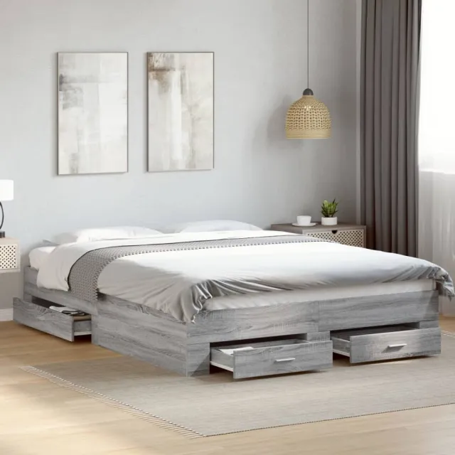 vidaXL Bedframe met lades bewerkt hout grijs sonoma eiken 140x200 cm