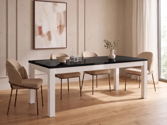 Mobistoxx ROMEO eettafel hoogglans zwart wit