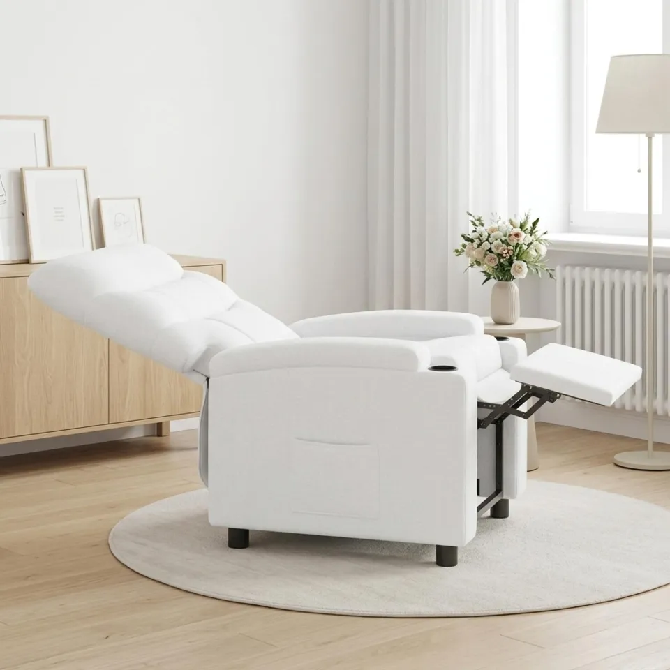 vidaXL Ligstoel Wit 75 x 95 x 103 cm Stof, foto 3