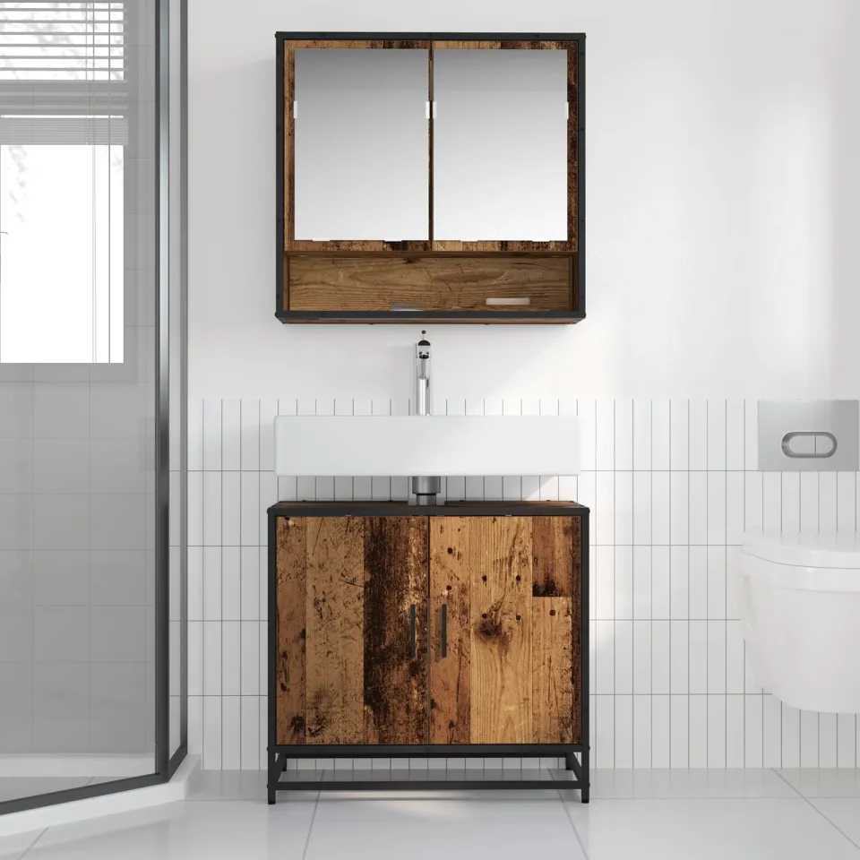 vidaXL Badkamermeubelset 2 st Oud Hout 65 x 33 x 60 cm Bewerkt hout bruin, foto 3