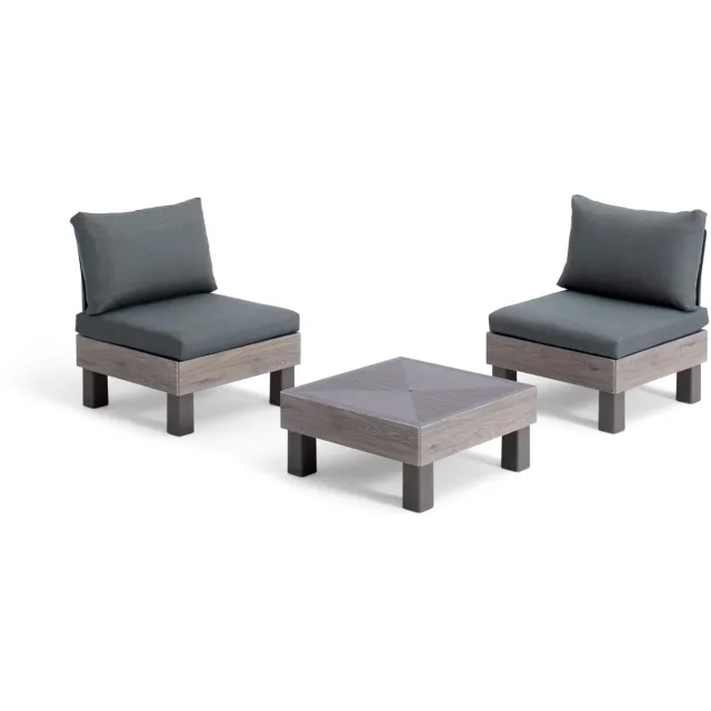 Keter Signature Elements Balkonset - 2 personen - met groene kussens - Cappuccino/Ashwood