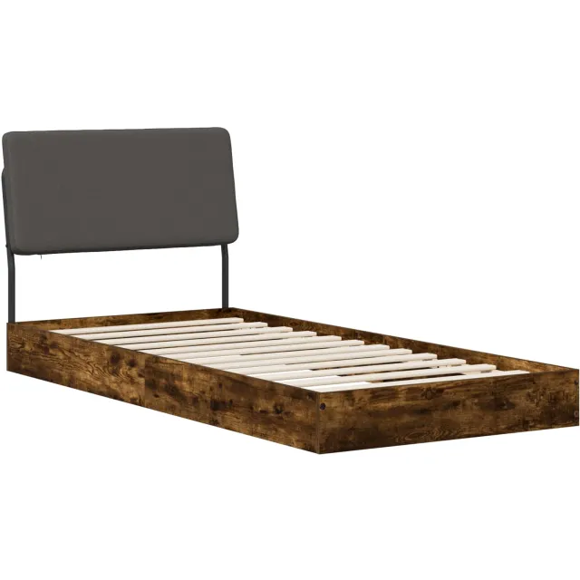vidaXL Eenpersoonsbed met hoofdbord Gerookt eiken 75 x 190 cm Bruin
