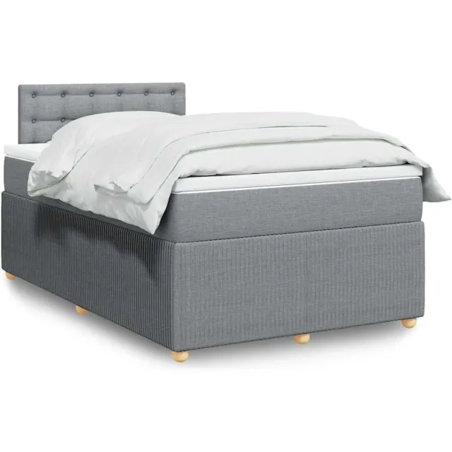 vidaXL Boxspring met matras stof lichtgrijs 120x200 cm grijs