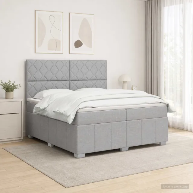vidaXL Boxspringbed met matras Lichtgrijs 200 x 200 cm Stof