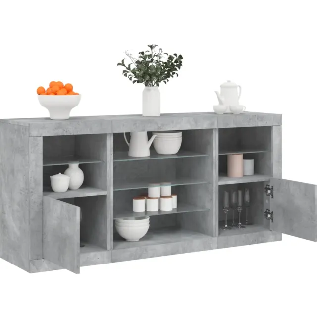 vidaXL Dressoir met LED-verlichting 142,5x37x67 cm betongrijs grijs, foto 2