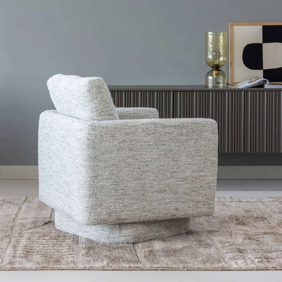 WOOOD Oska Draaifauteuil - Melange Stof - Bruin - 64x78x79, foto 4