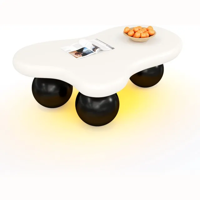 Merax Wolkvorm Salontafel - 95 x 62,5 x 32 cm - LED-verlichting met 16 Kleuren - Afgeronde Hoeken - Zwart en Wit