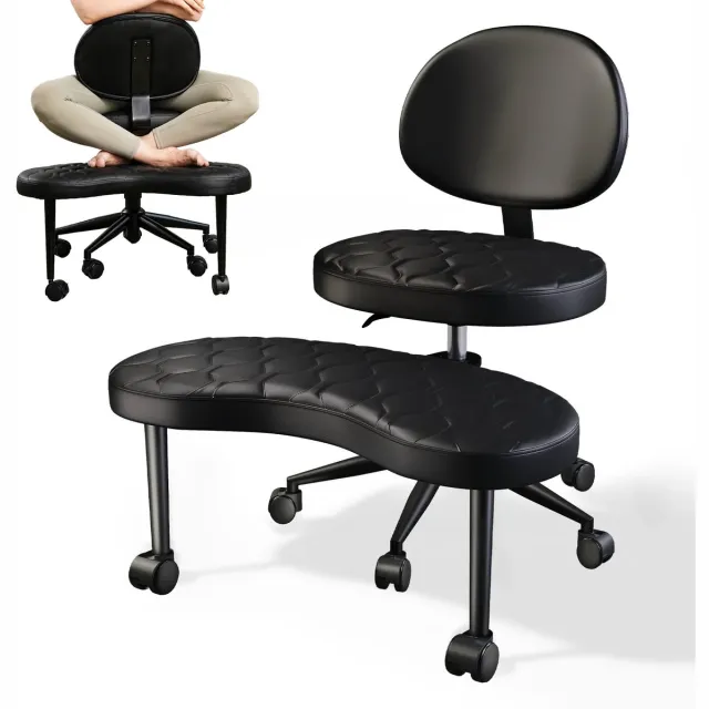 NordHaus Ergonomische Meditatiestoel met Voetensteun - 360° Draaibare Bureaustoel - Verstelbare Hoogte - Extra Brede Zitting 70 cm Zwart