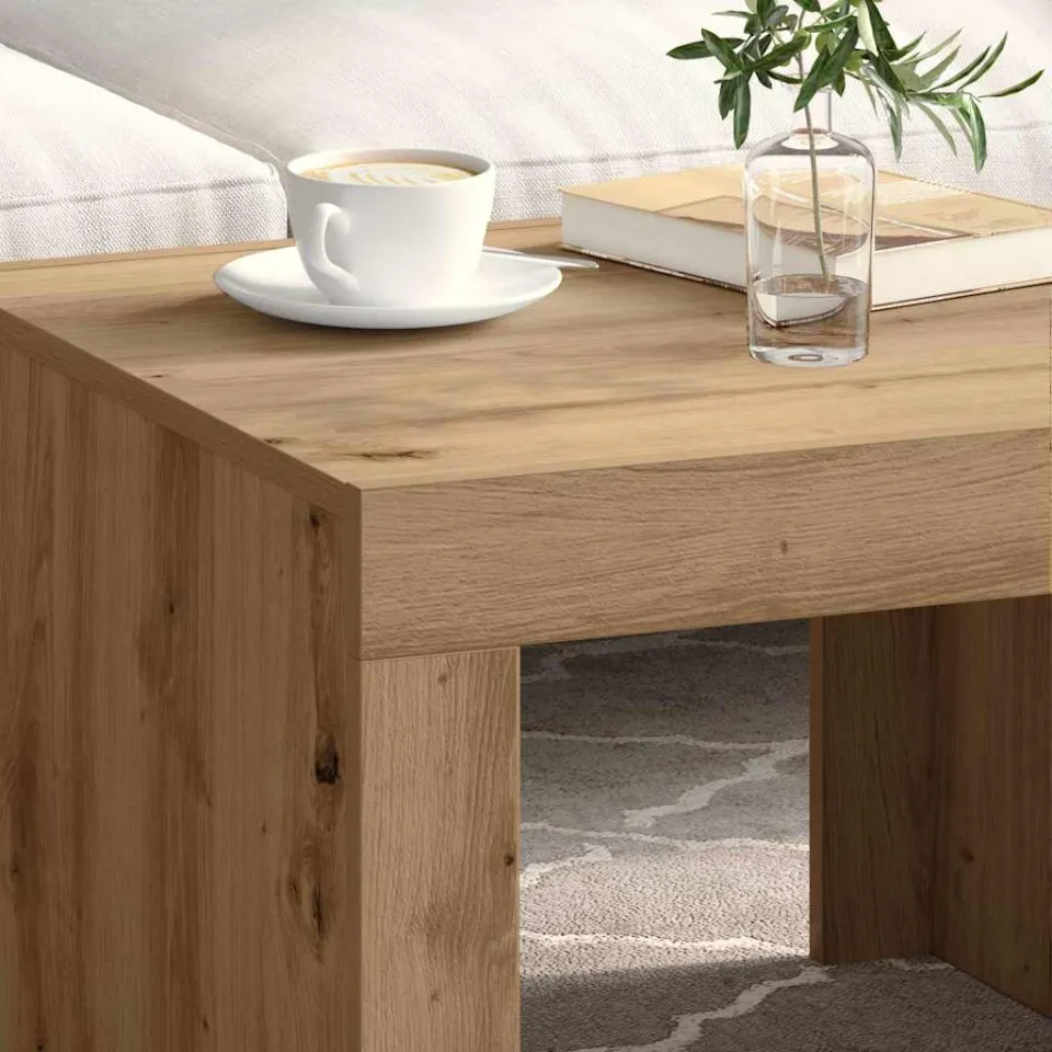 vidaXL Salontafel Artisan Eiken 50 x 50 x 35 cm Bewerkt hout, foto 4