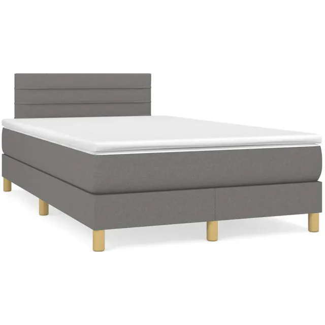 vidaXL Boxspring met matras en LED stof donkergrijs 120x190 cm grijs