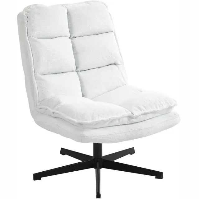 MEUBLE COSY MEUBLES COSY-360° draaibare loungestoel-met opklapbare rugleuning-dikke stoffen bekleding-wit-65x79,5x85cm