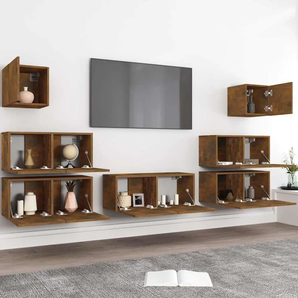 vidaXL 7-delige Tv-meubelset bewerkt hout gerookt eikenkleurig, foto 3
