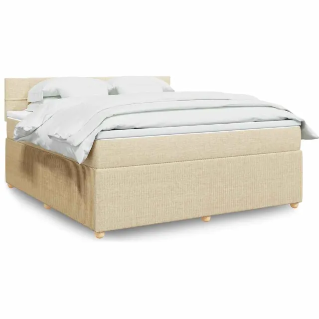 vidaXL Boxspring met matras stof crèmekleurig 180x200 cm