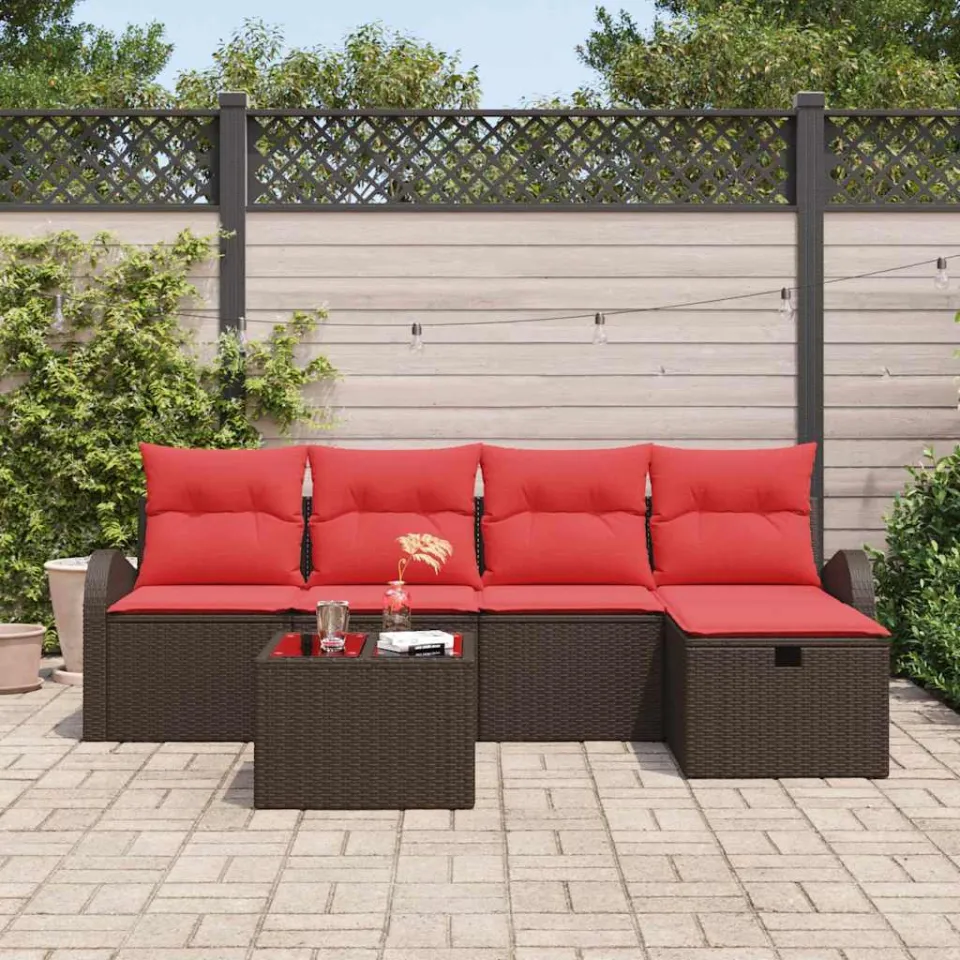 vidaXL Tuin Sofa Set 6 st Bruin poly rattan, foto 3