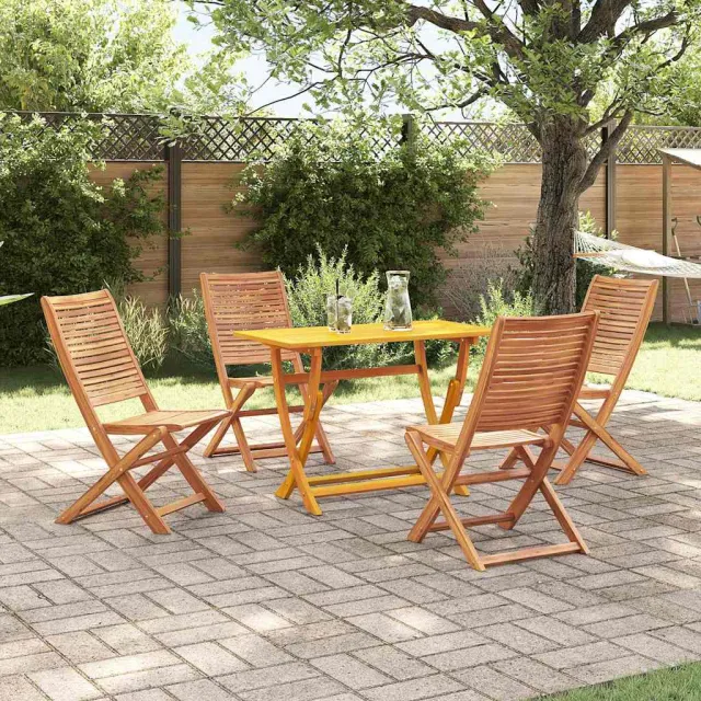 vidaXL Tuin eettafelset 5 st Bruin Massief Acaciahout, foto 2