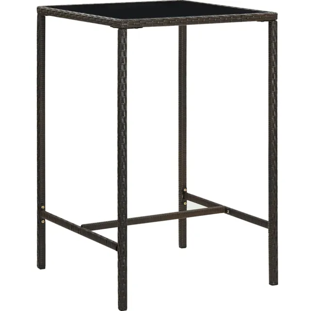 vidaXL Tuinbartafel 70x70x110 cm poly rattan en glas bruin, foto 2