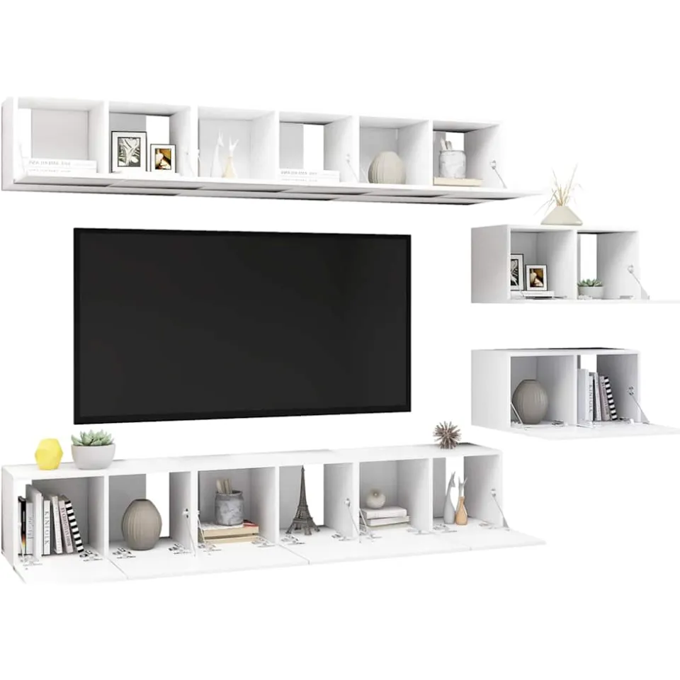 vidaXL Tv-meubelen 8 st bewerkt hout wit, foto 4