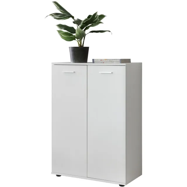 Sky Style ladekast SVENJA met 2 deuren 71x104x35cm polyvalente kast hout wit | Halkast helder modern | Kast klein | Sideboard mat dressoir | Commode meubilair van de ladenkast