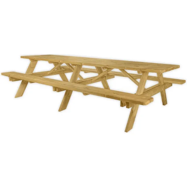 GoedkopePicknicktafels.nl Picknicktafel Deluxe 300cm | XXL Tuintafel 12 Persoons | Duurzaam Behandelde Tuin Tafel Bruin