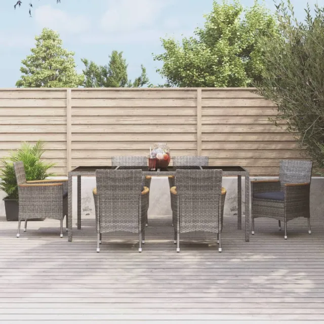 vidaXL 7-delige Tuinset met kussens poly rattan grijs, foto 2