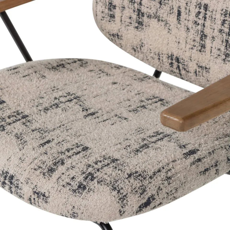 WOOOD Aure Fauteuil - Chenille stof - Beige/Zwart - 69x69x64, foto 5