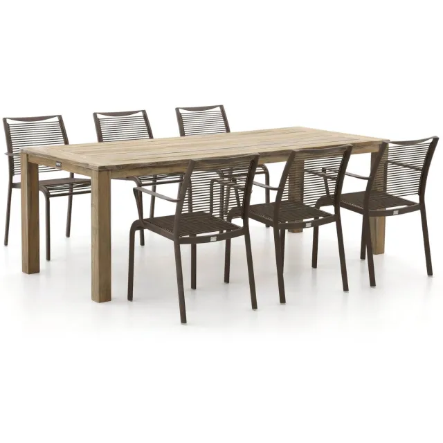 Apple Bee Hawaii/ROUGH-S 220cm dining tuinset 7-delig stapelbaar Bruin