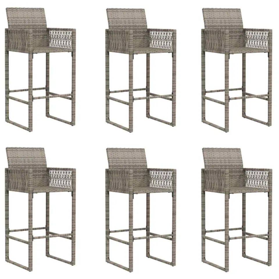 vidaXL 7-delige Tuinbarset zonder kussens poly rattan acacia grijs, foto 4