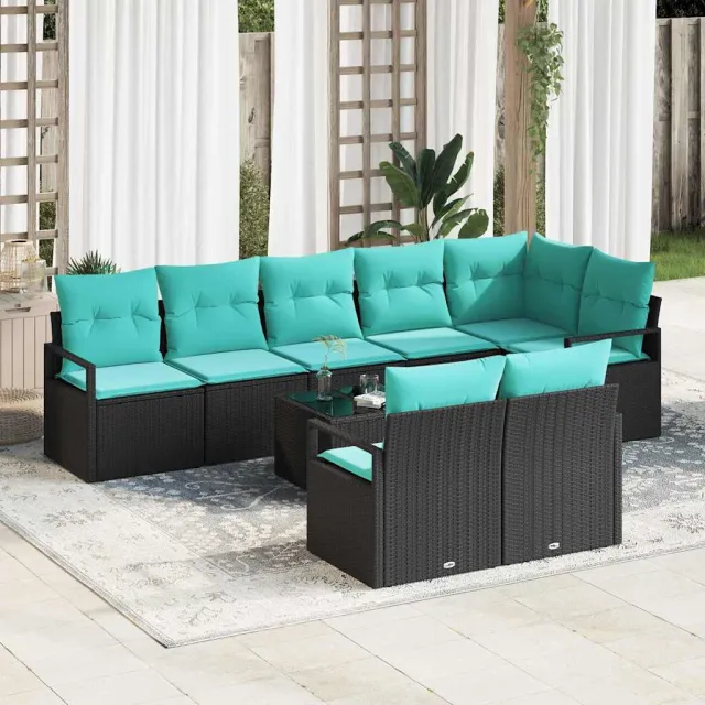 vidaXL Bankstel 9 st Zwart poly rattan, foto 2