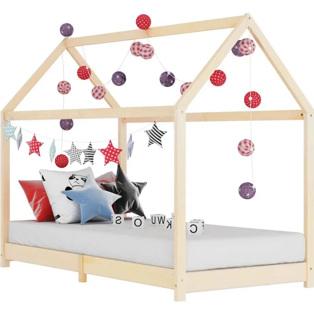 vidaXL Kinderbedframe massief grenenhout 90x200 cm bruin