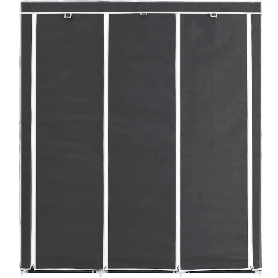 vidaXL Kledingkast met vakken en stangen 150x45x175 cm stof zwart, foto 4
