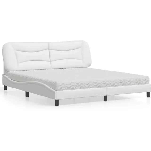 vidaXL Bed met matras "Hvar" kunstleer wit 180x200 cm