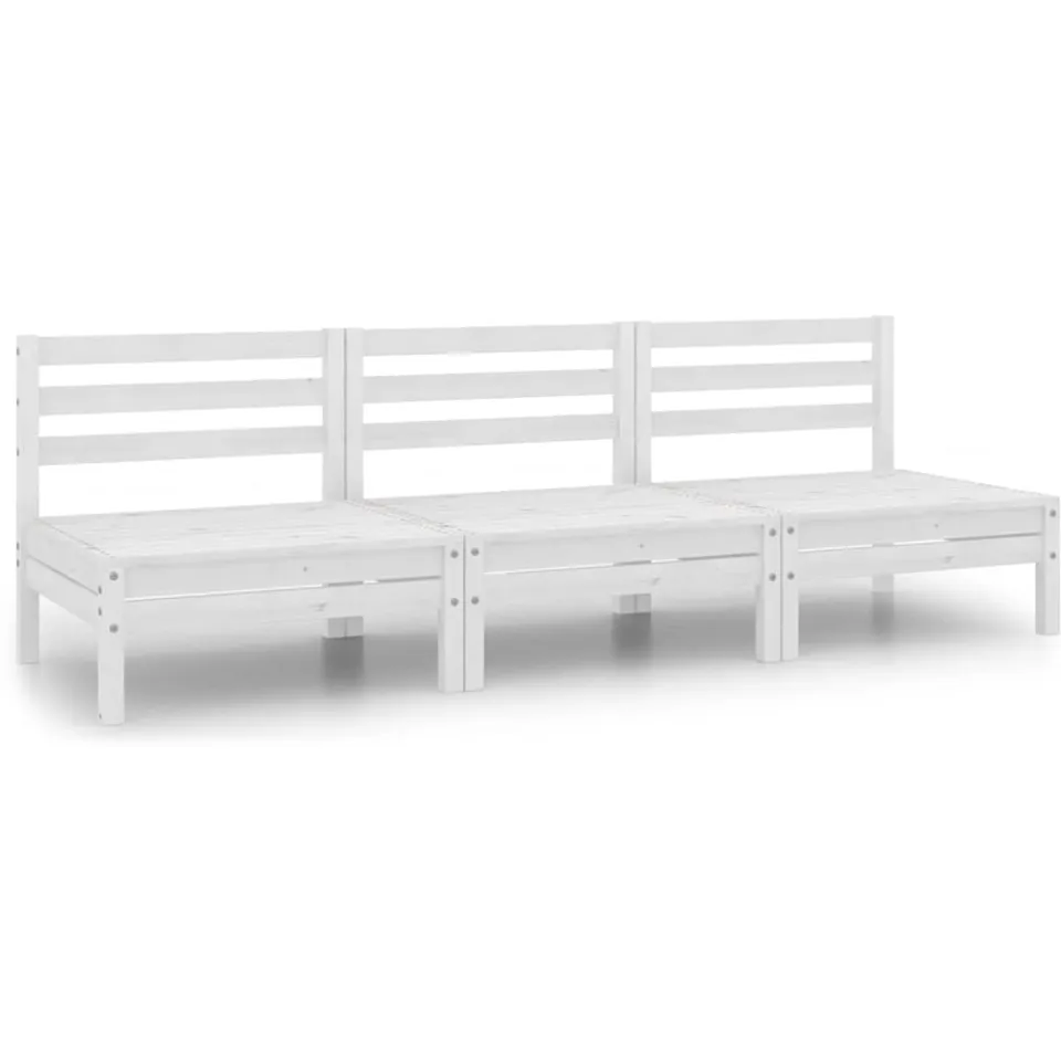 vidaXL 3-delige Loungeset massief grenenhout wit, foto 3