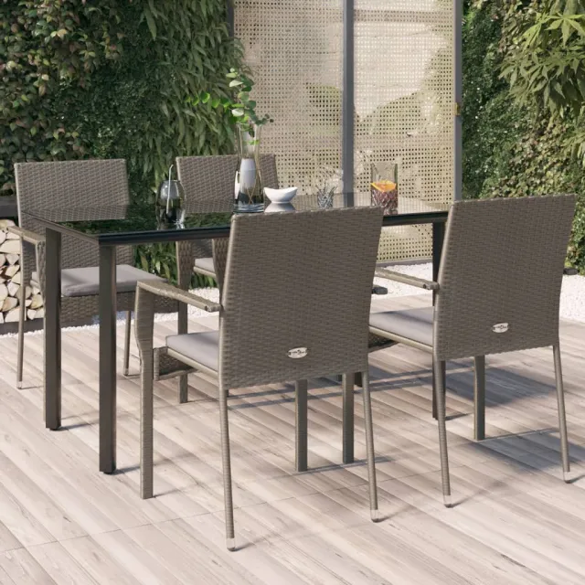 vidaXL 5-delige Tuinset met kussens poly rattan zwart en grijs, foto 2