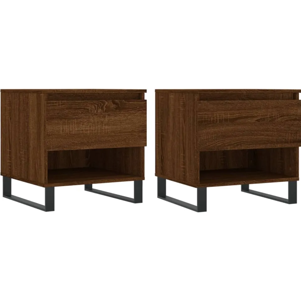 vidaXL Salontafels 2 st 50x46x50 cm bewerkt hout bruin eikenkleur, foto 3