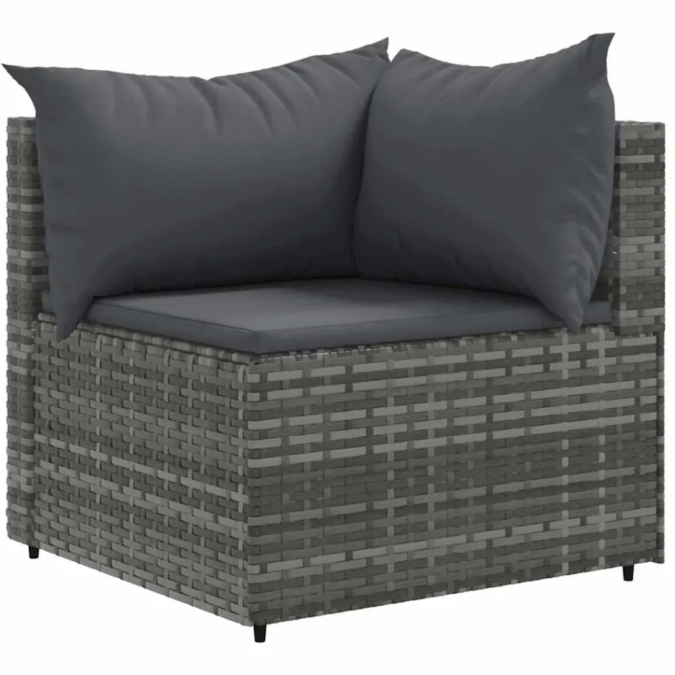 vidaXL 6-delige Loungeset met kussens poly rattan grijs, foto 3