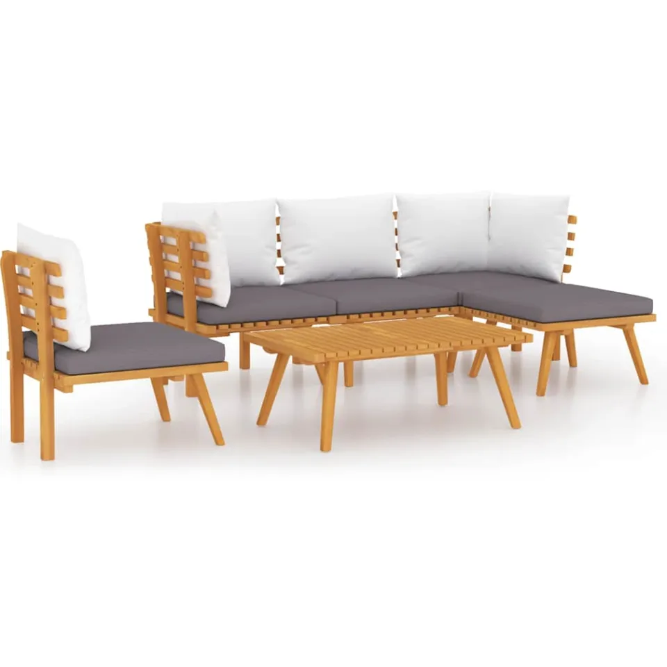 vidaXL 6-delige Loungeset met kussens massief acaciahout bruin, foto 3