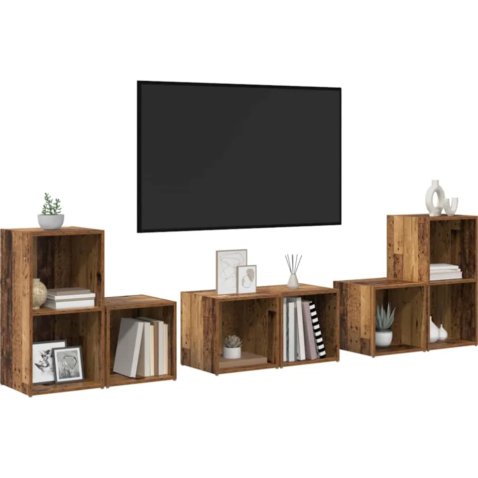 vidaXL Tv-meubelset 6 st 37 x 35 x 72 cm Oud Hout Bruin