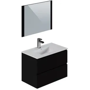 T-bath Badkamermeubelset Milenio Zwart Mat Gelakt 80cm, foto 4