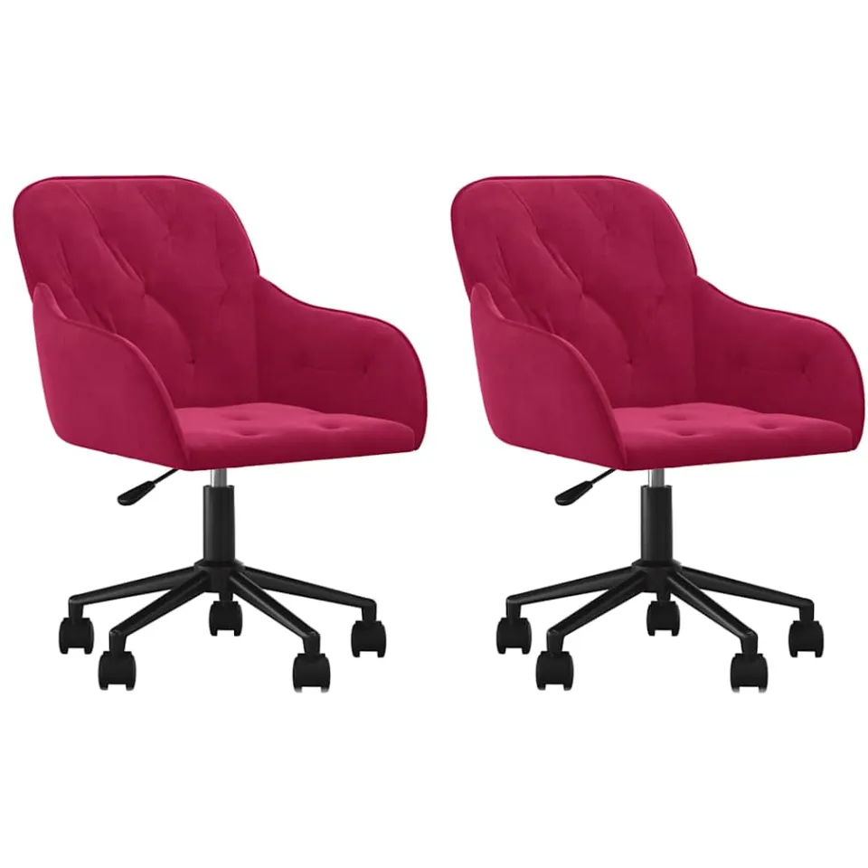 vidaXL Eetkamerstoelen draaibaar 2 st fluweel wijnrood, foto 3