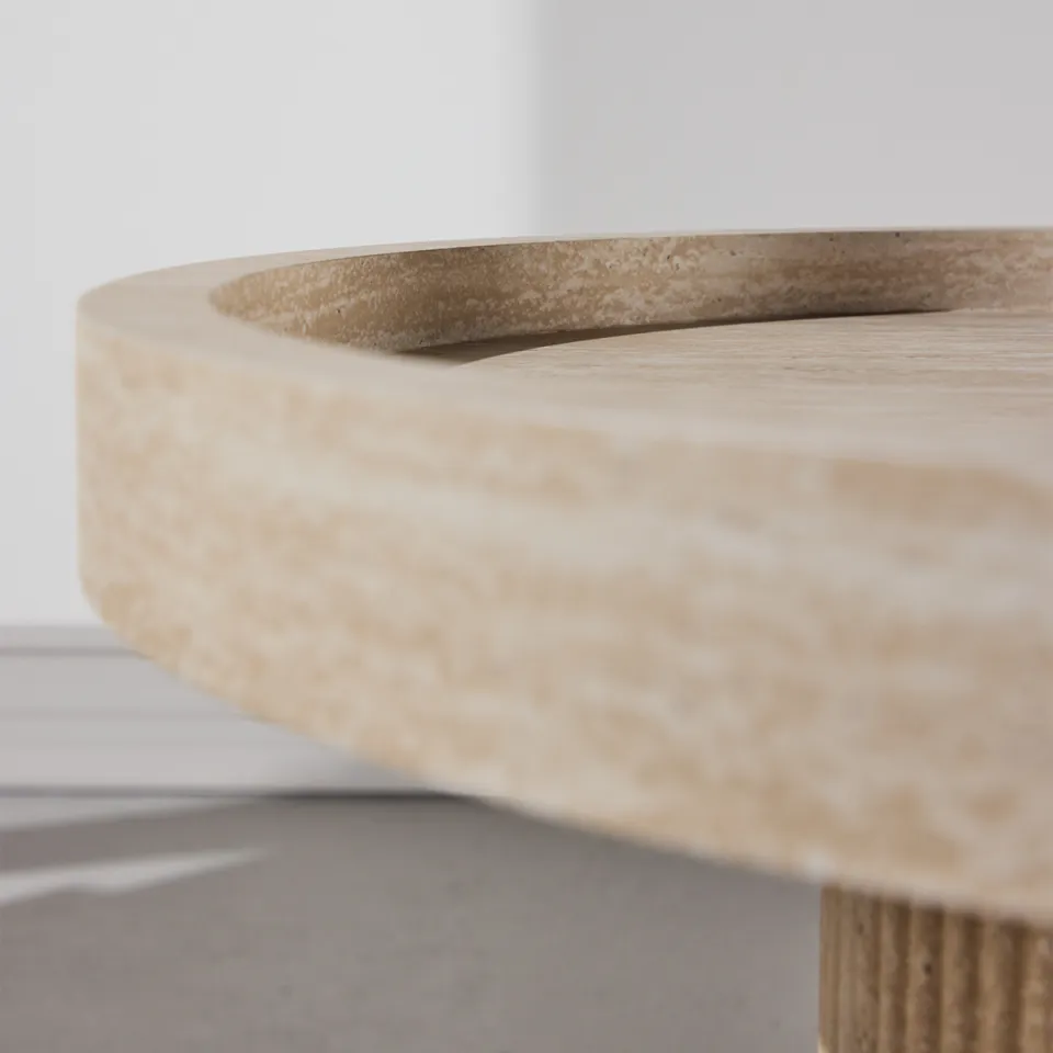 Nest living Micah houten bijzettafel beige - Ø 60 cm, foto 3