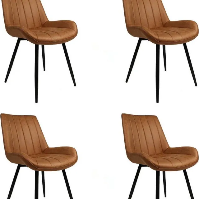 Bronx71 Industriële eetkamerstoel Brooke cognac - Eetkamerstoelen set van 4 - stoel