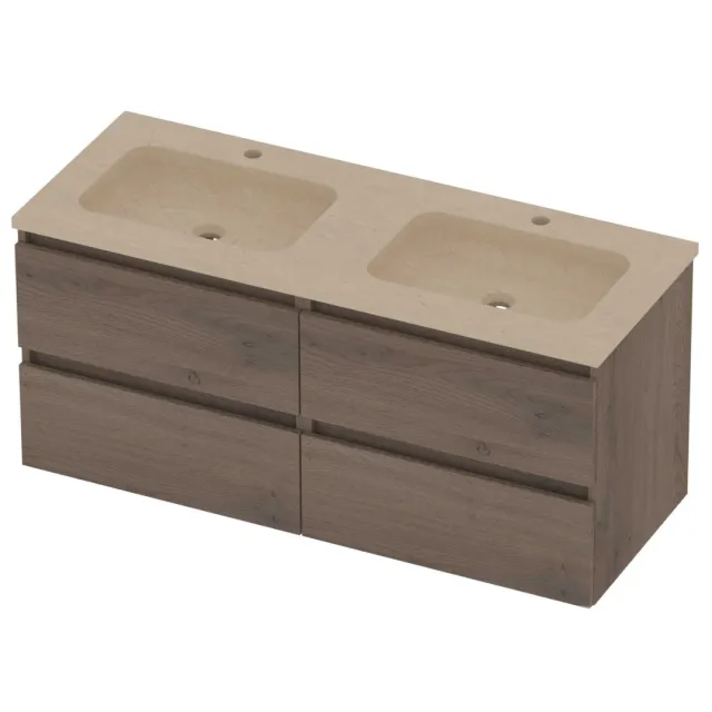 Basic-Line Rocky 46 Badmeubelset Hardsteen 120x46x54 cm R46ssedo2x602 Dusk Oak Sand Stone Beige